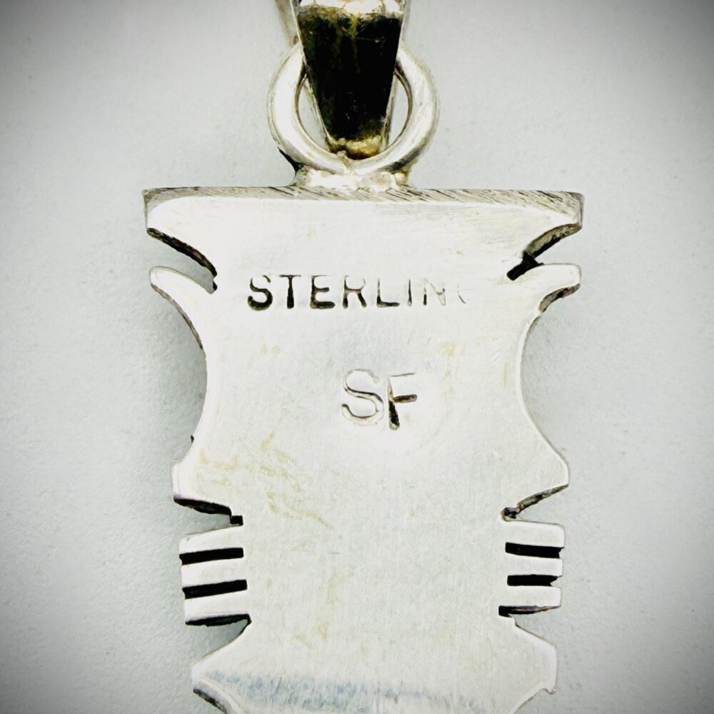 Steve Francisco SF Navajo Sterling Turquoise Inlay Pendant - Picture 4 of 4